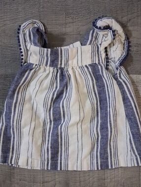 Carter's Navy and White Striped Ruffle Tank
